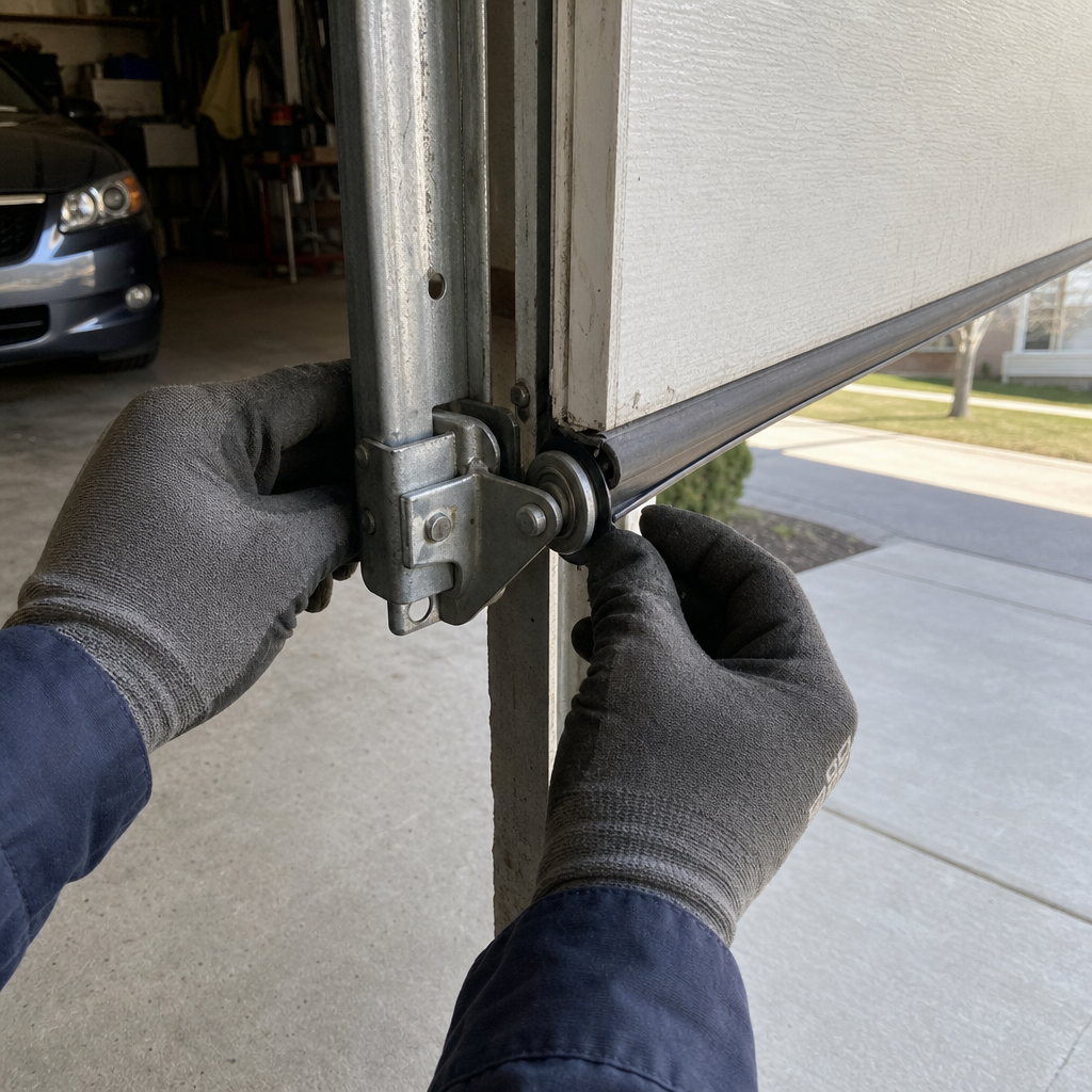 Garage door roller and track repair in Medina, OH