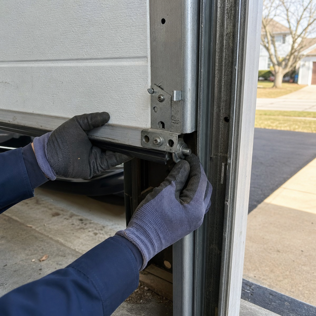 Garage door roller and track installation by a professional in Medina, OH